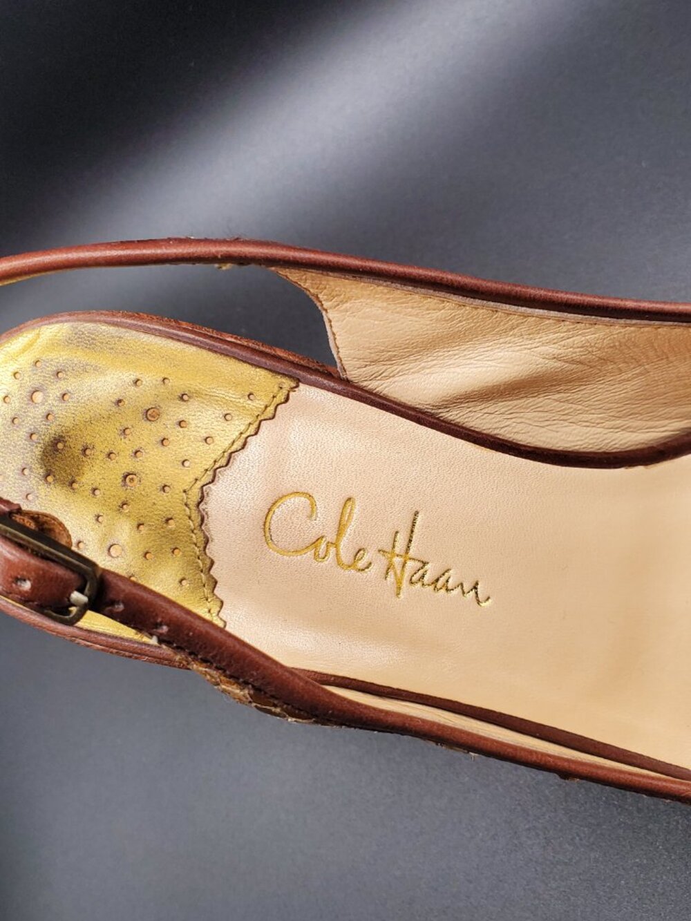 Cole Haan Amaya Air Python Prit Leather Sling Wedge Sandals, Size 7.5B - Picture 5 of 8